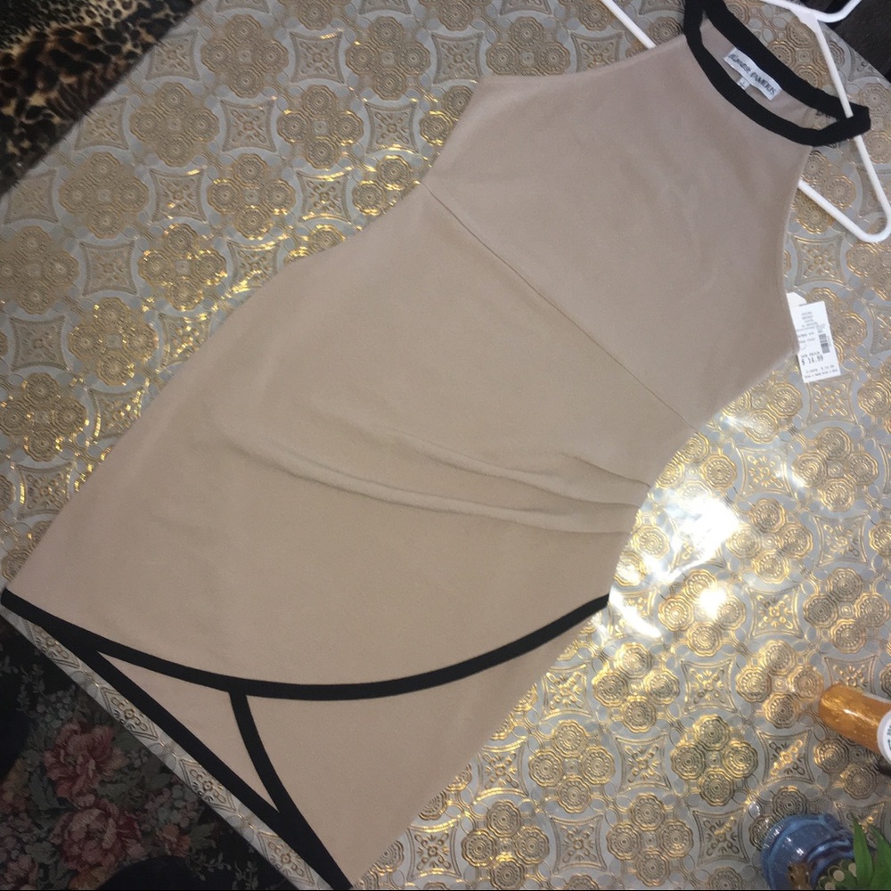 Tan Ruched Side Dress